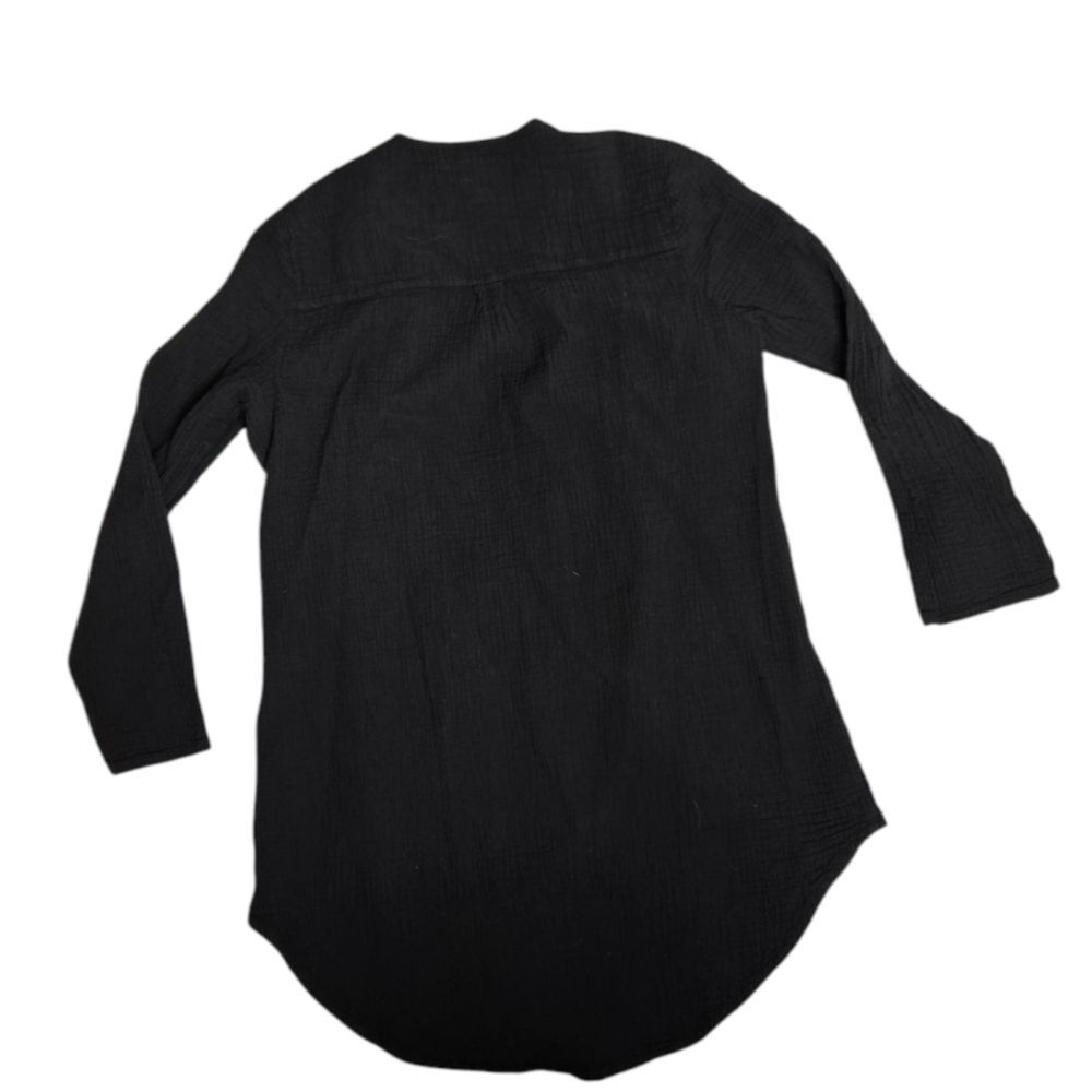 Sister Katie Sally Black Charcoal Gauzy Long Sleeve Button Up Tunic Top M — image 3 of 8